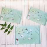 Girl with White Birds greeting card