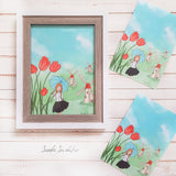 Girl with Tulips Netherlands Travel Print