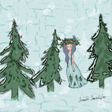 Girl in a Snow Winter Forest Print