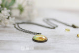 mustard necklace with red flowers