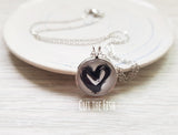 black white heart necklace