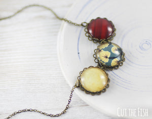 yellow blue red necklace