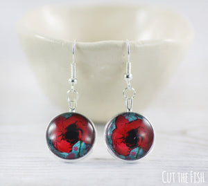 red poppy earrings