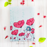Girl with Poppies Flower Art Print
